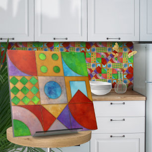 Bauhaus Watercolor geometric abstrakt N4 Kakelplatta