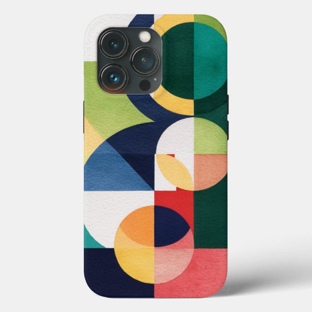 Bauhaus Watercolor - Geometric Grönt Phone Case (Baksida )