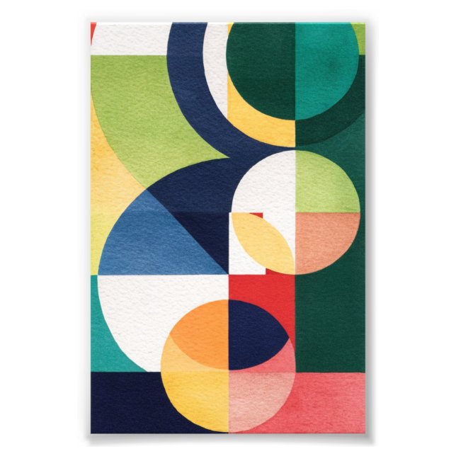 Bauhaus Watercolor - Geometric Grönt Poster (Framsidan)