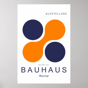 Bauhaus Weimar Orange Marinblå Cirkulärt Konsttryc Poster
