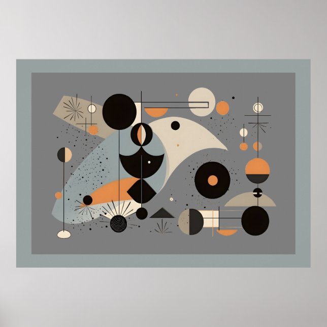 Bauhaus Whimsical Geometric Shapes från mitten av  Poster (Framsidan)