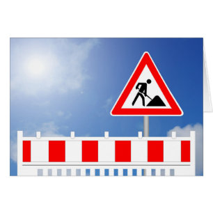 Baustelle, Baustellenabsperrung und Baustellenschi Hälsningskort