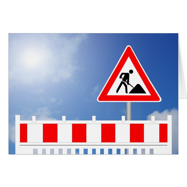 Baustelle, Baustellenabsperrung und Baustellenschi Hälsningskort (Framsidan Horizontal)