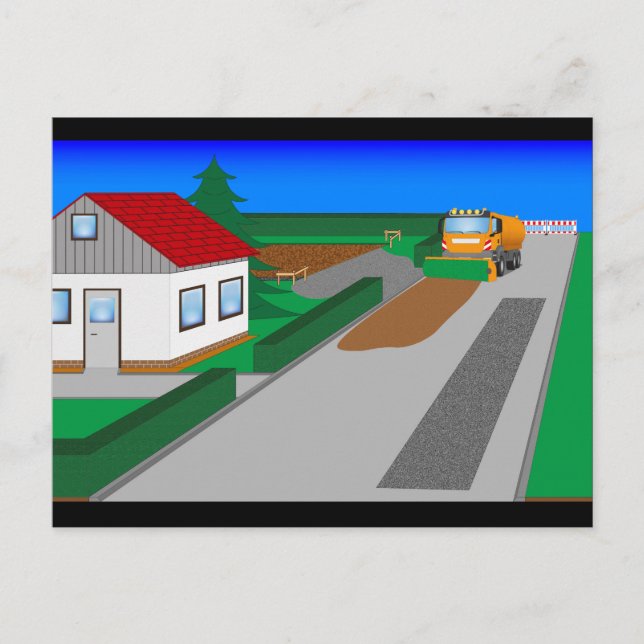 Baustelle mit Kehrmaschine Vykort (Framsida)