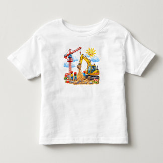 Baustellenscene mit Kran, Bagger und kleine Helfer T Shirt