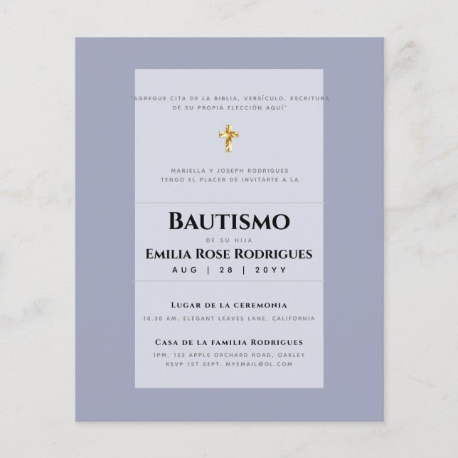 Bautismo Español Católico Moderno Flygblad (Framsidan)