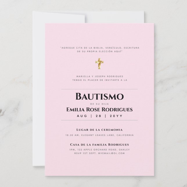 Bautismo Español Católico Moderno Inbjudningar (Framsida)