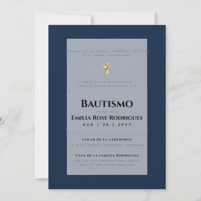 Bautismo Español Católico Moderno Inbjudningar (Framsida)
