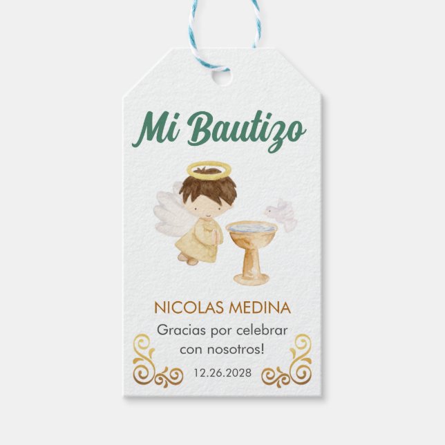 Bautismo på spanska Anpassadet Gifts and Favors Presentetikett (Framsidan)