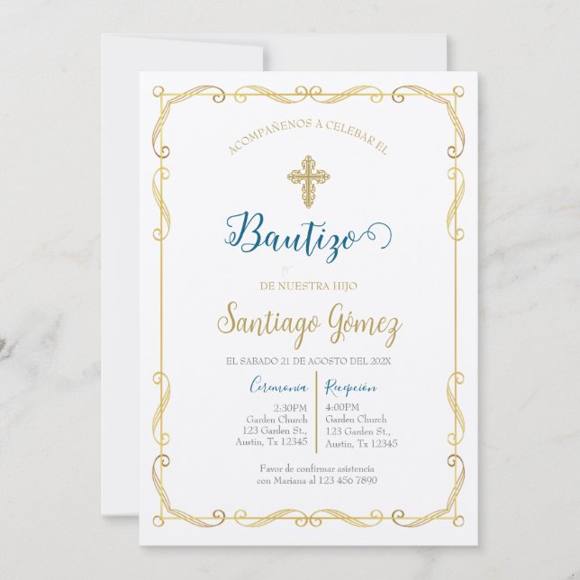 Bautismo para niño inbjudningar (Framsida)