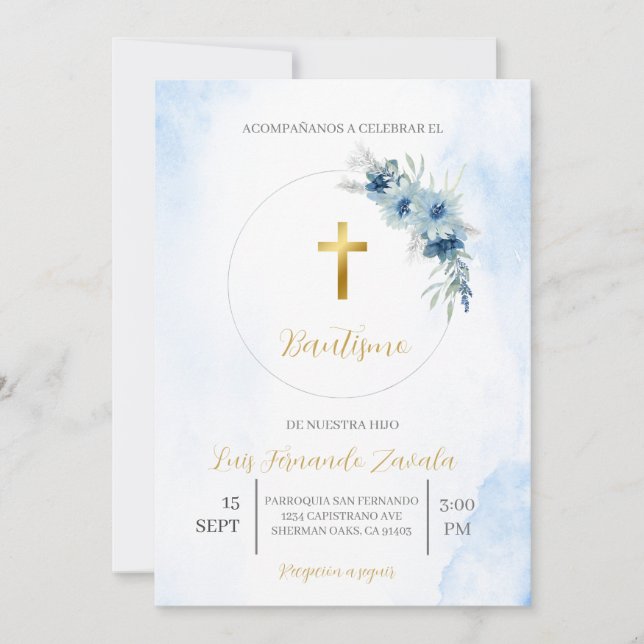 Bautismo para niño inbjudningar (Framsida)