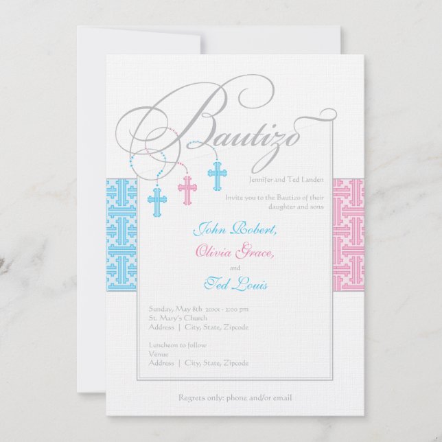 Bautizaciones de bautizo| Los bebés tritillsammans Inbjudningar (Framsida)