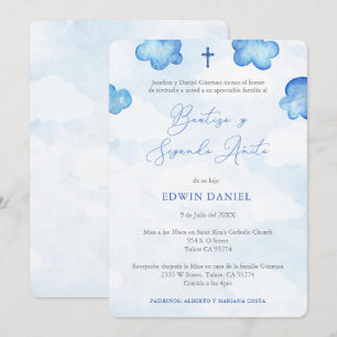 Bautizo 2ndo Añito, Baptism 2:a födelsedagen Party Inbjudningar