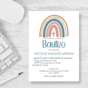 Bautizo Baptism, inkl. kyrkan Pastel Rainbow Bapti Inbjudningar