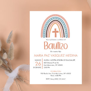 Bautizo Baptism, inkl. kyrkan Pastel Rainbow Bapti Inbjudningar