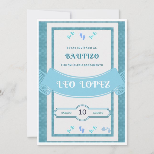 Bautizo bjudacion niño inbjudningar (Framsida)