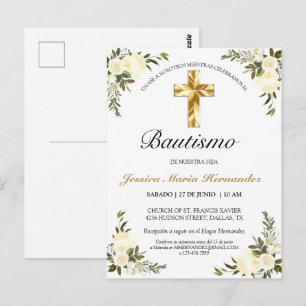 Bautizo blommigt elegante del marfil del bebe vykort