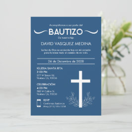 Bautizo Cute Baby Baptism Spanien Kor och Löv Inbjudningar