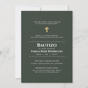 Bautizo Español Bilingüe Modern Elegant Ingles Inbjudningar