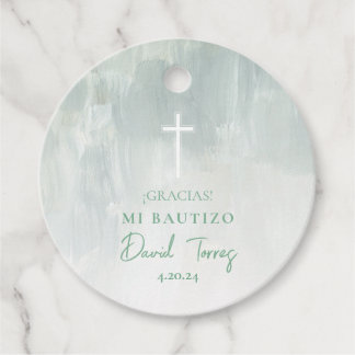 Bautizo Etiqueta para Recuerdos Verde Favor Tags Gåvor Etiketter