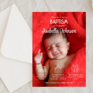 Bautizo-inbjudan Cute Flicka Photo Baptism Inbjudningar