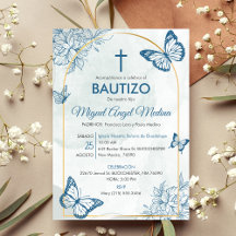 Bautizo-inbjudan Elegant Butterflies Baptism