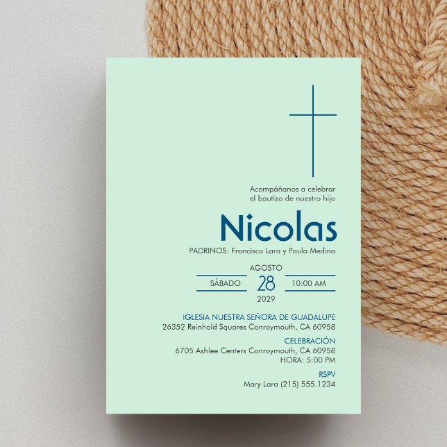 Bautizo-inbjudan Elegant Minimalist Baptism Inbjudningar (Skapare uppladdad)