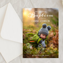 Bautizo-inbjudan Pojke Elegant Photo Baptism Inbjudningar