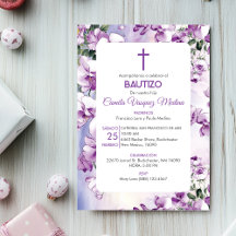 Bautizo Invación Baptism Cute Lila blommor