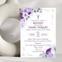 Bautizo Invación Baptism Cute Lila blommor