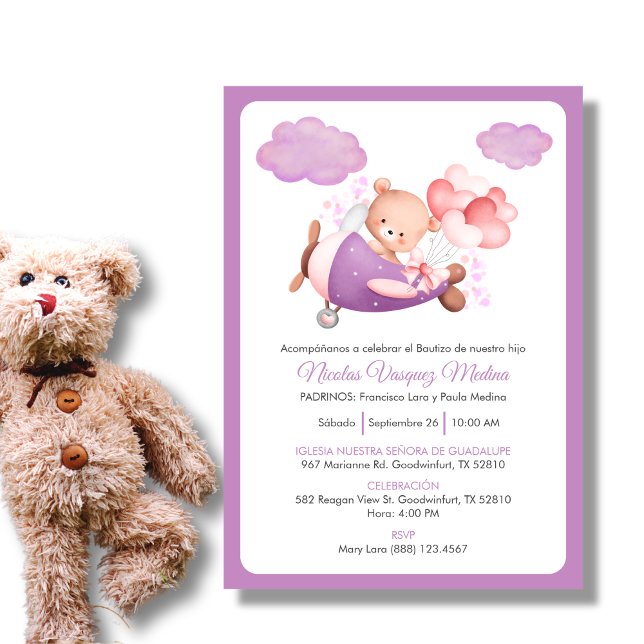 Bautizo Invacion Cheerful Nalle Boy Baptism Inbjudningar (Skapare uppladdad)