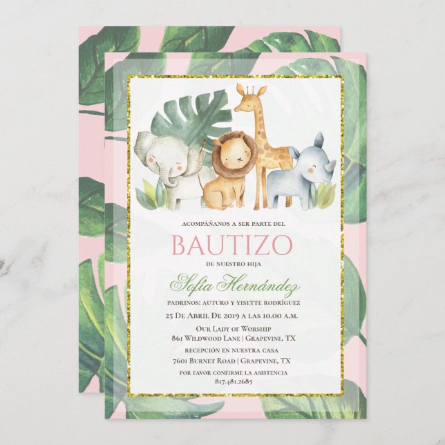 Bautizo Niña bjudacion De bautizo Niña Baptism Inbjudningar (Fram/baksida)