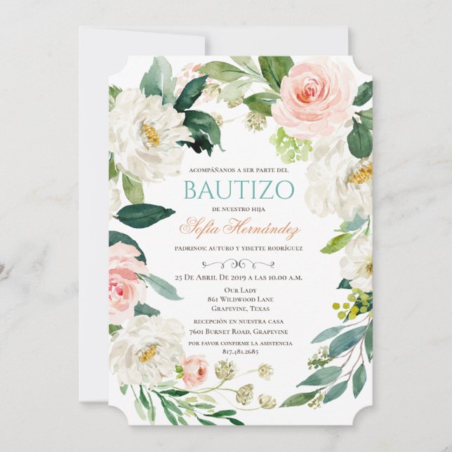Bautizo Niña inbjudacione De bautizo Niña Baptism Inbjudningar (Framsida)