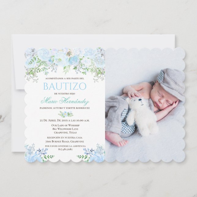 Bautizo Niño inbjudacione De bautizo Niño Baptism Inbjudningar (Framsida)