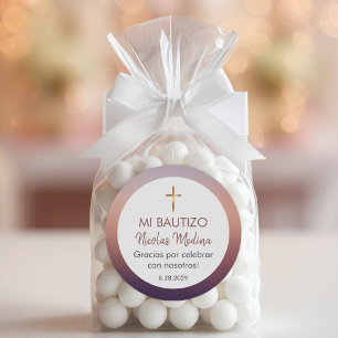 Bautizo på spanska Baptism Christening Favors Runt Klistermärke