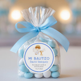 Bautizo på spanska Cute Baptism Christening Favors Runt Klistermärke