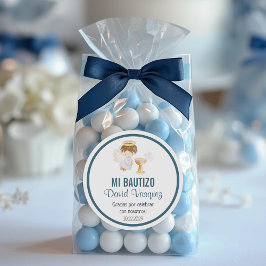 Bautizo på spanska Cute Baptism Christening Favors Runt Klistermärke