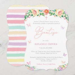 Bautizo para nena, spanska Baptism Party Butterfly Inbjudningar