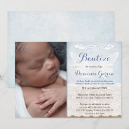 Bautizo PhotoCards på spanska, Boy Latino Baptism Inbjudningar