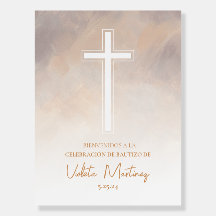 Bautizo Welcome Morado Neutralt Sign Foam Board