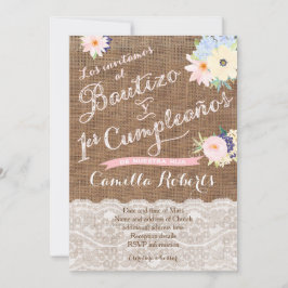 Bautizo y 1er cumpleaños, invitaciones para niña inbjudningar