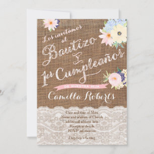 Bautizo y 1er cumpleaños, invitaciones para niña inbjudningar