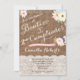 Bautizo y 2do cumpleaños, segundo cumple bautismo inbjudningar