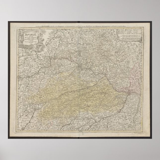 Bavaria Map, Germany Poster, Historical Map 1712 Poster (Framsidan)