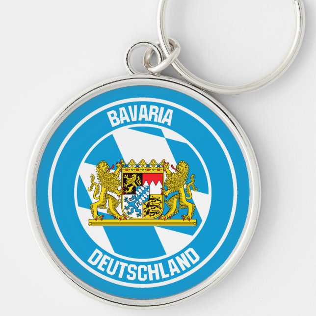 Bavaria Round Emblem Rund Silverfärgad Nyckelring (Framsidan)