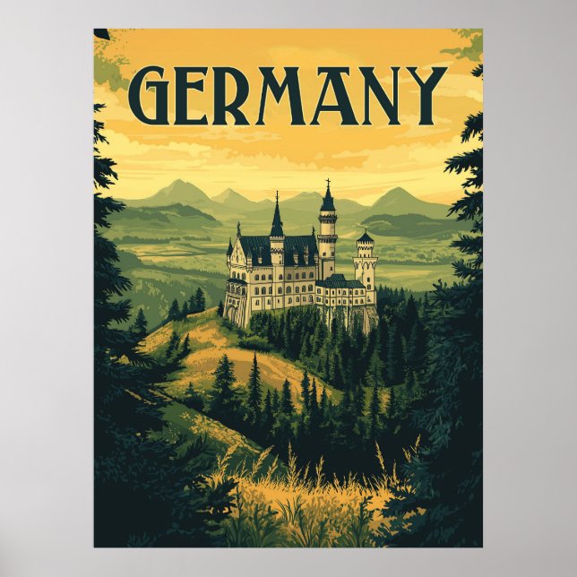 Bavaria Travel Souvenir - Vintage German Castle Poster (Framsidan)