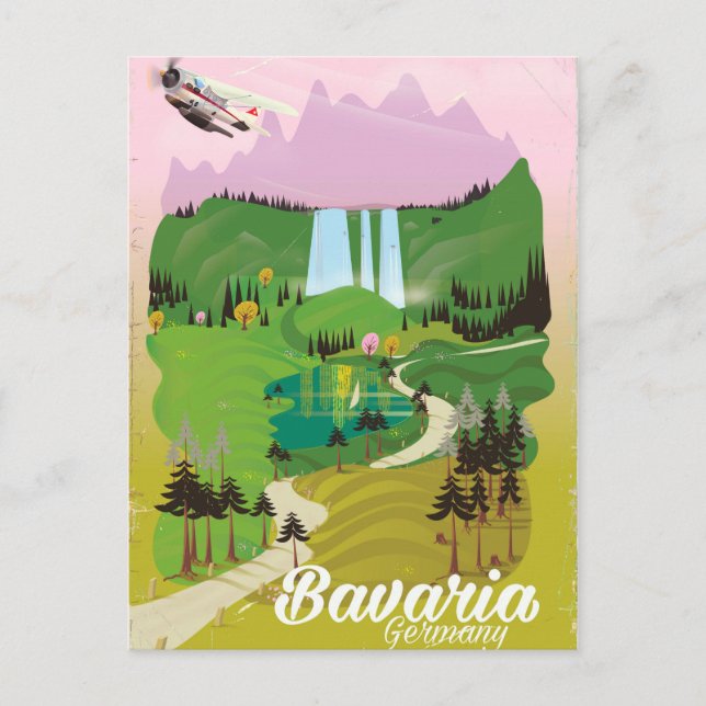 Bavaria Tyskland landskapsresetryck Vykort (Framsida)