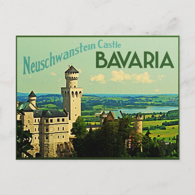 Bavaria Tyskland Neuschwanstein Castle Vykort (Framsida)
