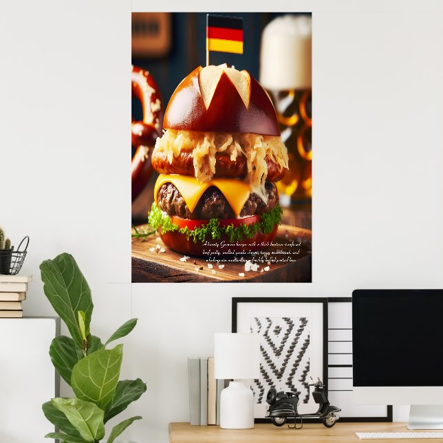 Bavarian Brat Burger Bliss 24x36 Poster (Hemmakontoret)