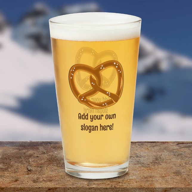 Bavarian Bread Pretzel med Salt - Add Funny Text Glaskopp (Skapare uppladdad)